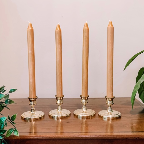 Vintage Other - Vintage MCM Gold Brass Candlestick Earth Toned Set